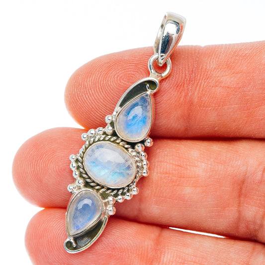 Rainbow Moonstone Pendant 1 3/4" (.925 Sterling Silver)