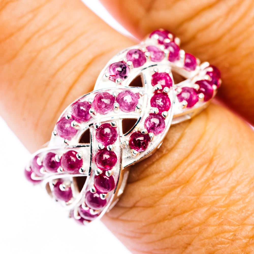 Burmese Ruby Cluster Ring Size 8 (.925 Sterling Silver)