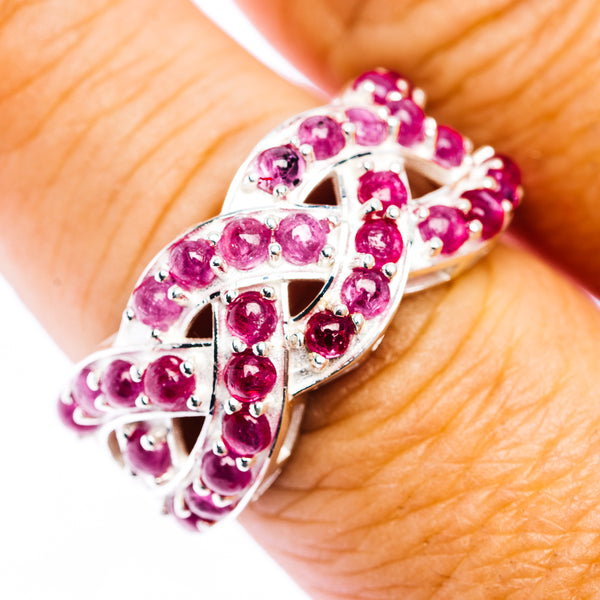 Burmese Ruby Cluster Ring Size 8 (.925 Sterling Silver)