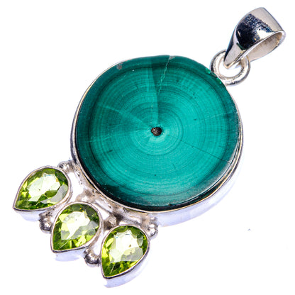 Malachite, Peridot Pendant 1 5/8" (925 Sterling Silver) P39740