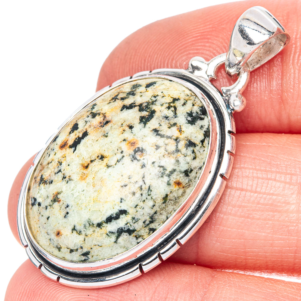 Dalmatian Jasper Pendant 1 1/2" (925 Sterling Silver) P41429