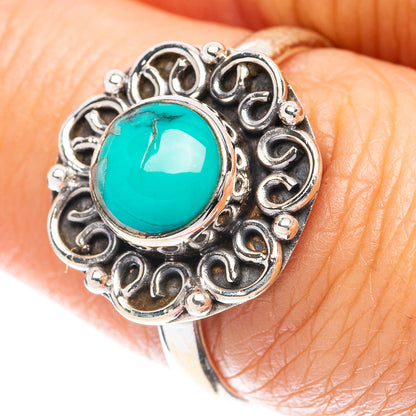 Tibetan Turquoise Ring Size 7.75 (925 Sterling Silver) R5652