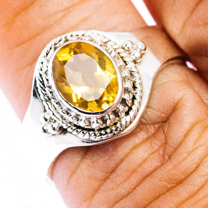 Citrine Ring Size 7 Adjustable (.925 Sterling Silver)