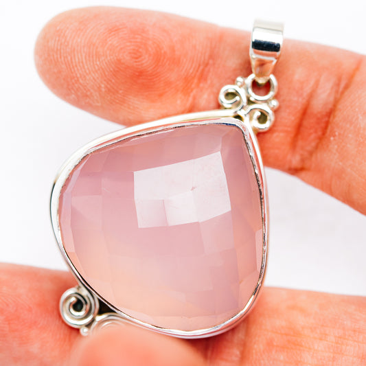 Premium Rose Quartz Pendant 2 1/8" (.925 Sterling Silver)