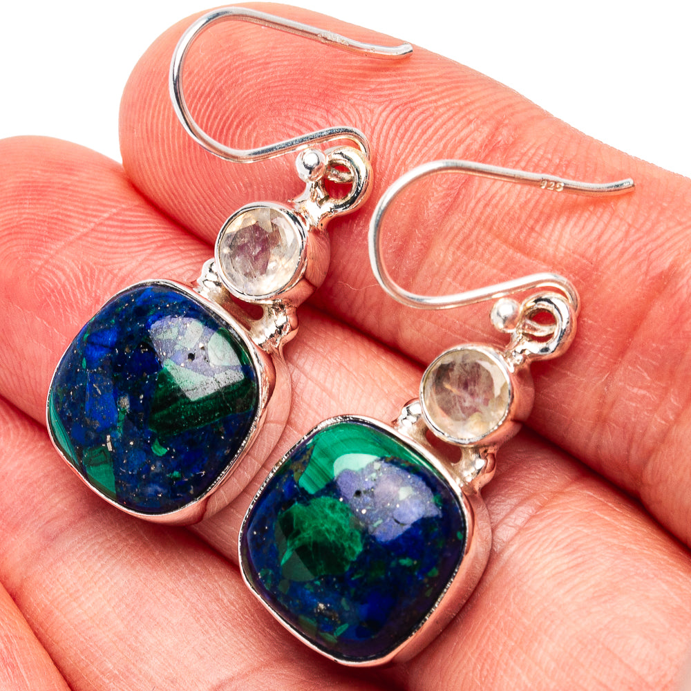 Premium Azurite Malachite Earrings 1 1/2" (.925 Sterling Silver)