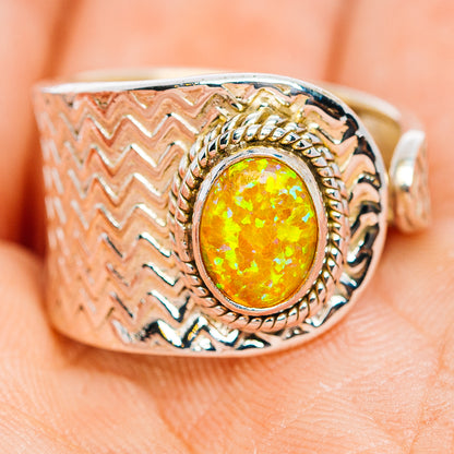 Synthetic Opal Ring Size 7 Adjustable (.925 Sterling Silver)