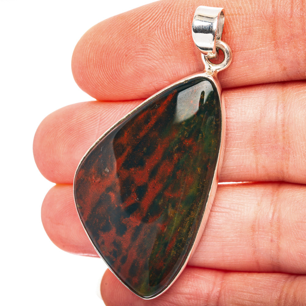 Bloodstone Pendant 2" (.925 Sterling Silver)