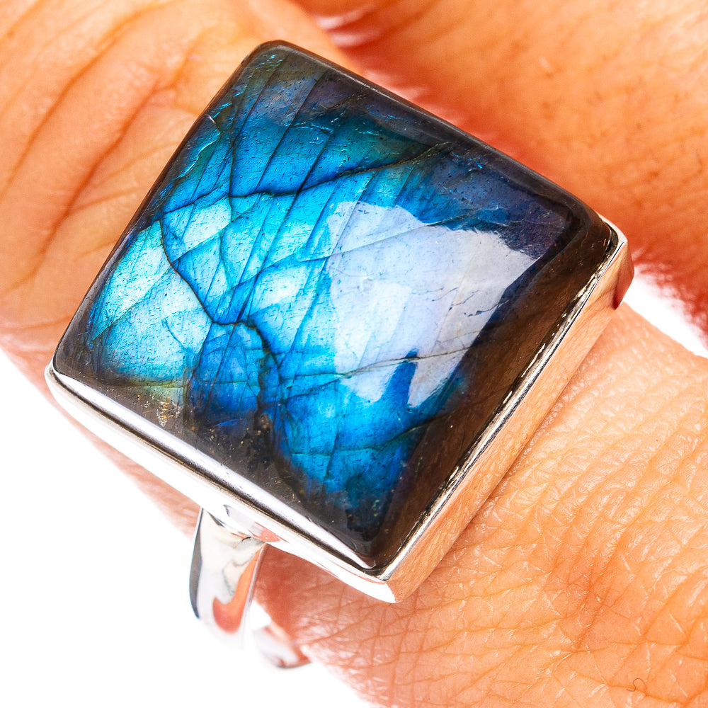 Premium Labradorite Ring Size 11 Adjustable (.925 Sterling Silver)