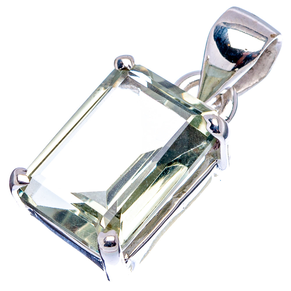 Faceted Green Amethyst Dainty Pendant 7/8" (.925 Sterling Silver)