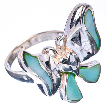 Mother Of Pearl Inlay Butterfly Ring Size 5.75 (925 Sterling Silver) R2978
