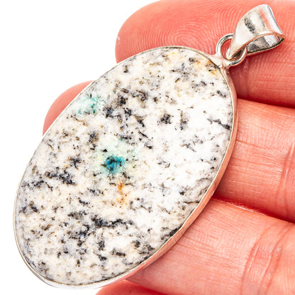 K2 Blue Azurite Pendant 2 1/8" (Silver Plated)