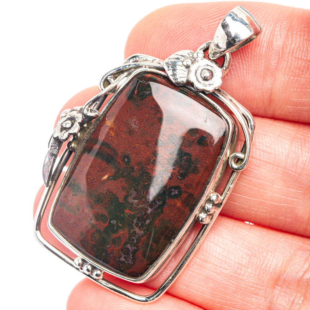 Bloodstone Pendant 1 3/4" (925 Sterling Silver) P39263