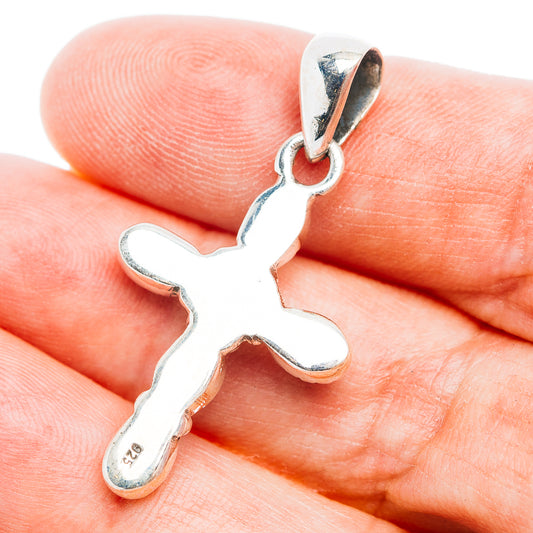 Southwestern Style White Buffalo Turquoise Cross, Kingman Turquoise Pendant 1 5/8" (.925 Sterling Silver)
