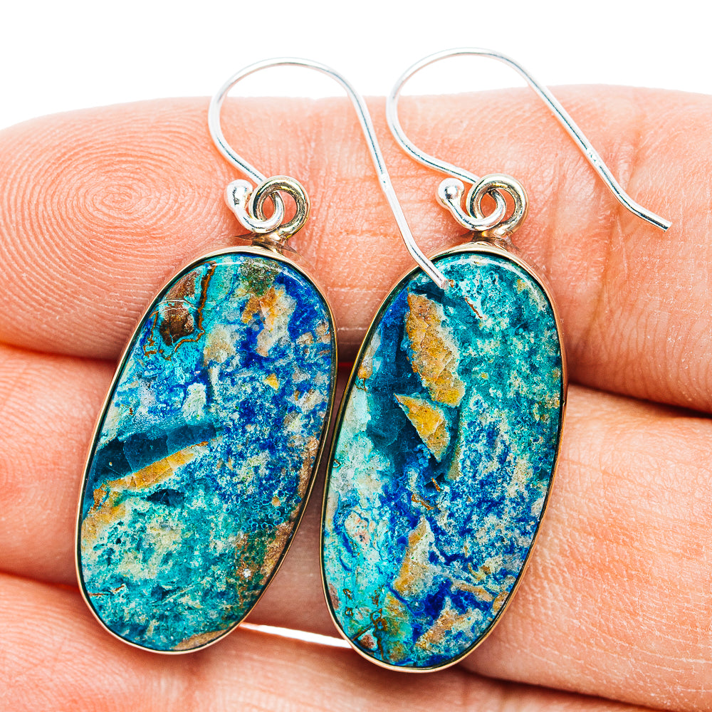 Shattuckite Earrings 1 3/4" (German Silver)