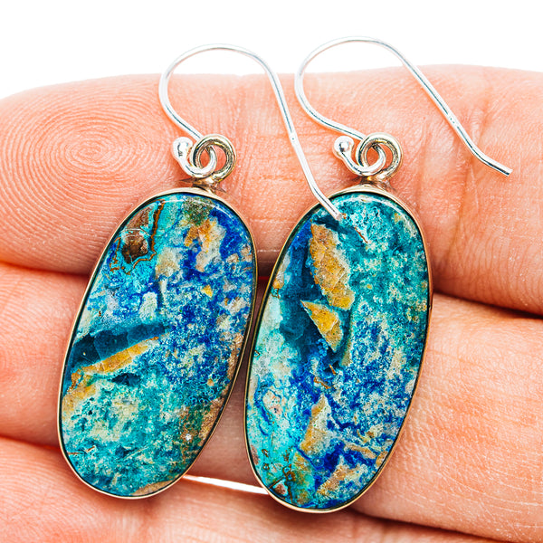 Shattuckite Earrings 1 3/4" (German Silver)