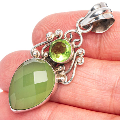 Chrysoprase, Peridot Pendant 1 3/4" (925 Sterling Silver) P40093