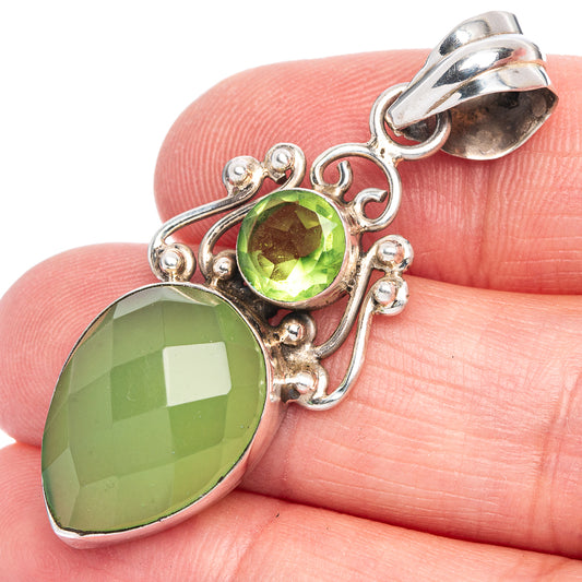 Chrysoprase, Peridot Pendant 1 3/4" (925 Sterling Silver) P40093