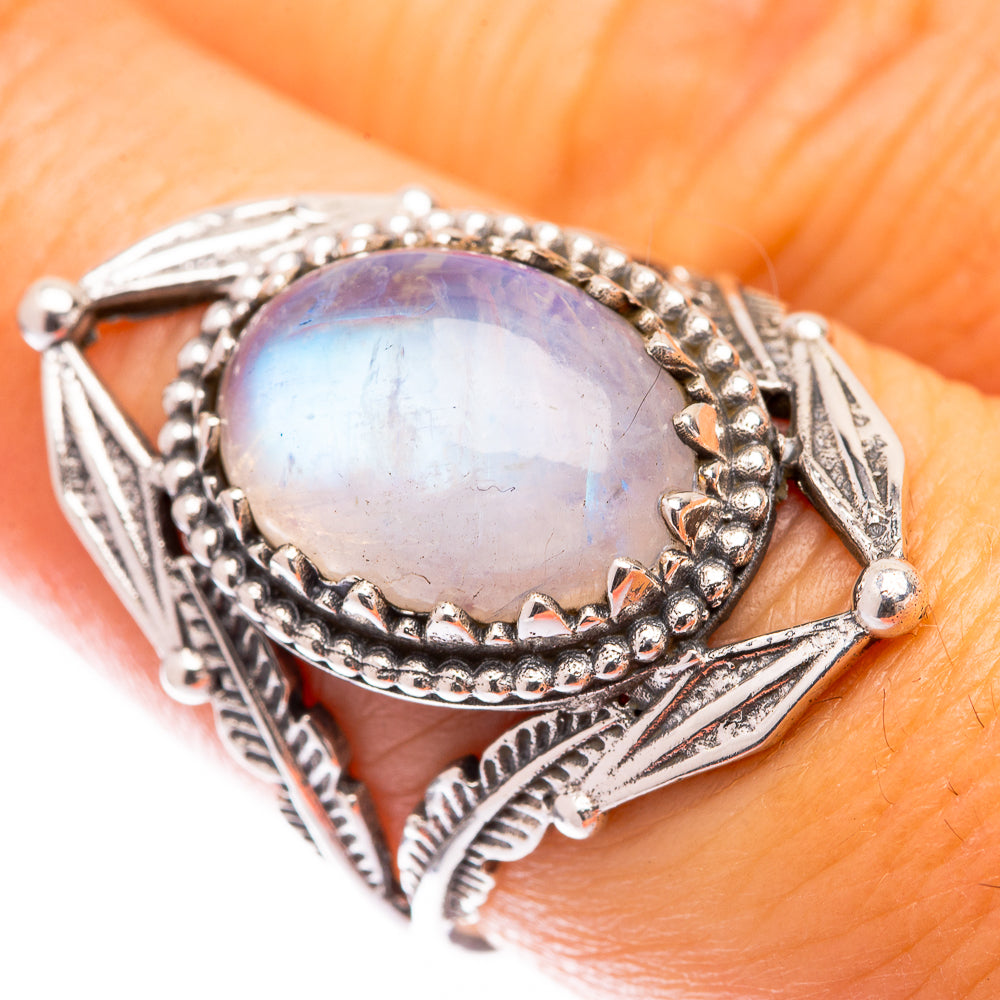 Rainbow Moonstone Ring Size 7.5 (925 Sterling Silver) R140735