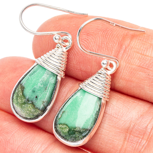 Variscite Earrings 1 3/8" (925 Sterling Silver) E2278