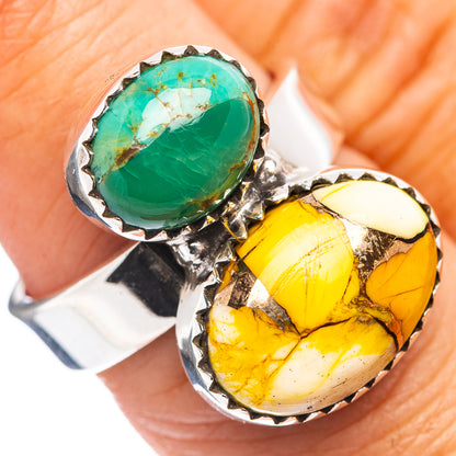 Exclusive Honey Dahlia & Mohave Turquoise Ring Size 6 Adjustable (.925 Sterling Silver)
