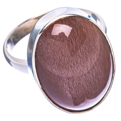 Chocolate Moonstone Ring Size 9 (925 Sterling Silver) R1553