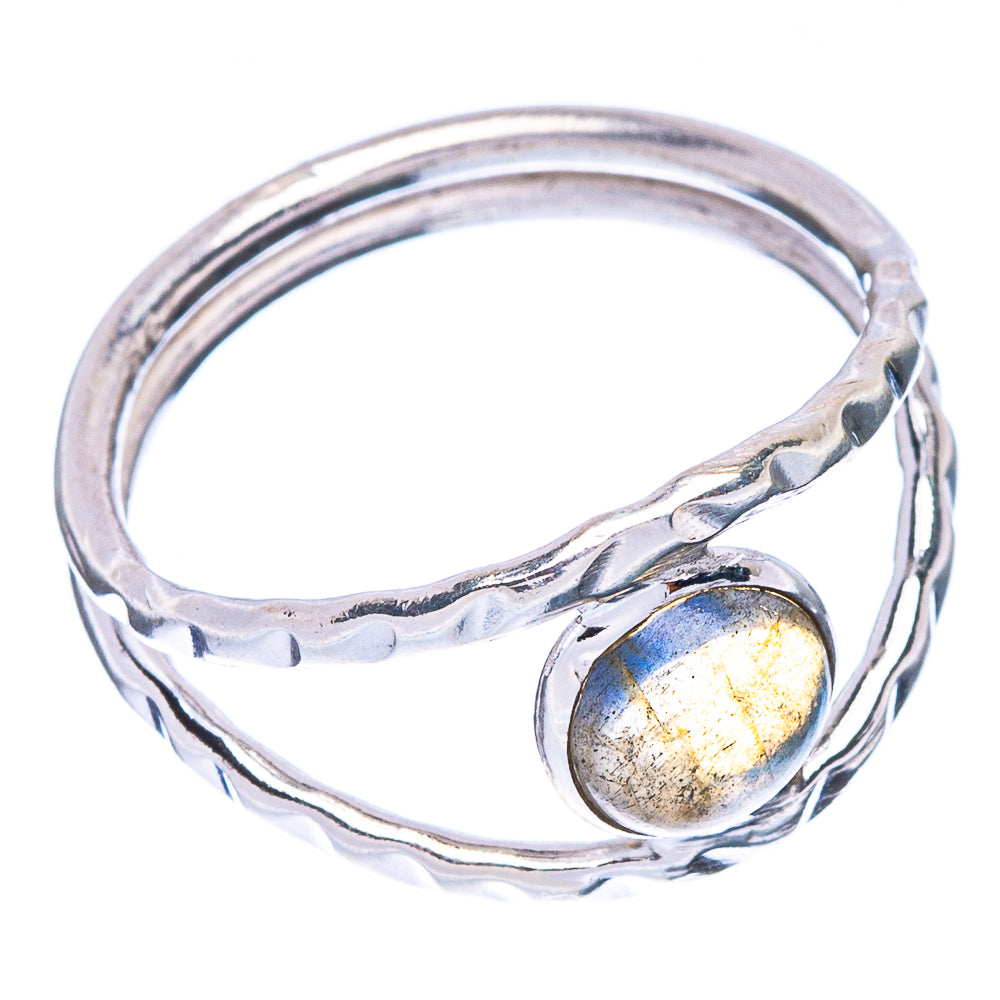 Labradorite dainty ring in 925 sterling silver, oval stone set in sculpted band