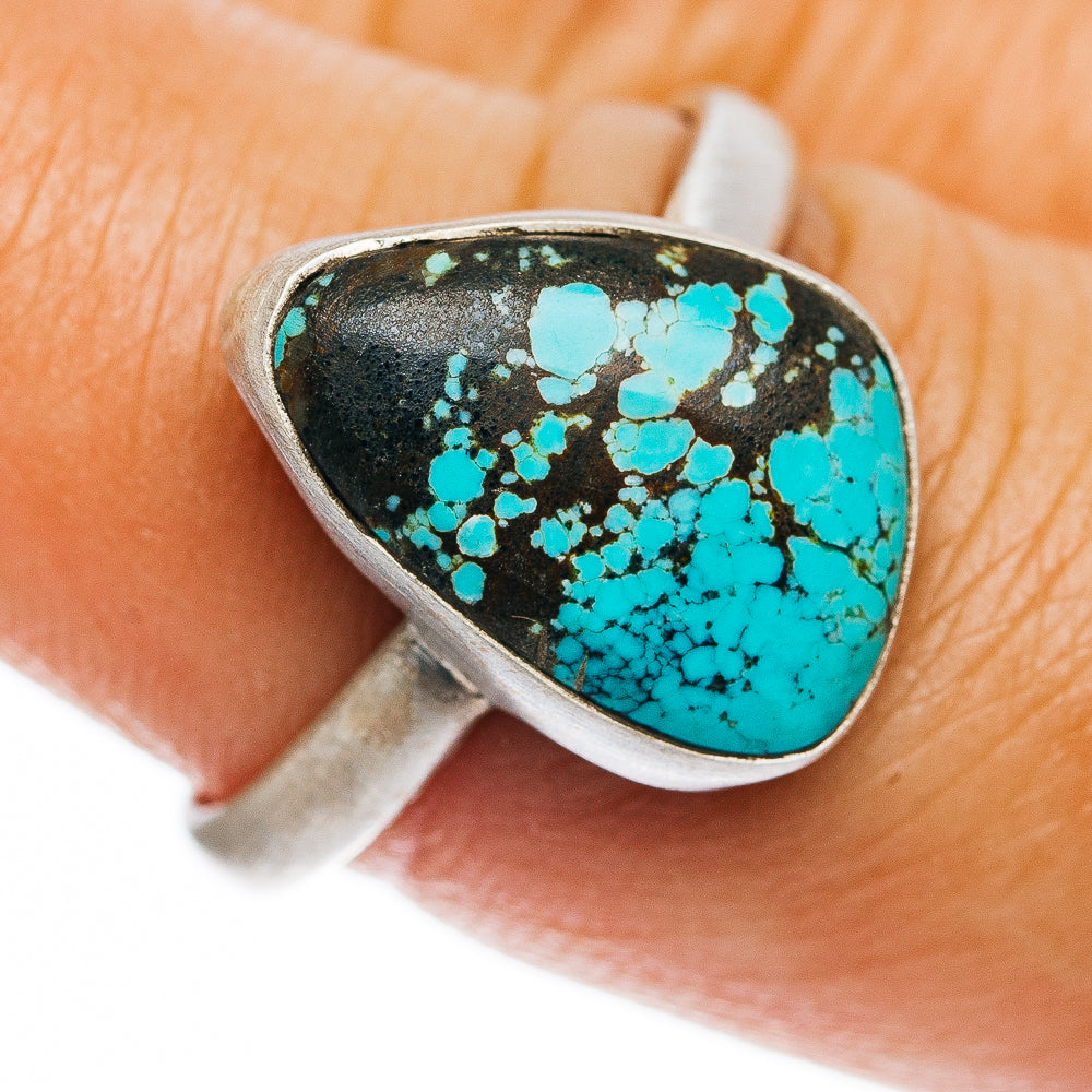 Number 8 Mine Turquoise Ring Size 7.75 (.925 Sterling Silver)