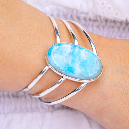 Larimar Cuff Bracelet  (.925 Sterling Silver)