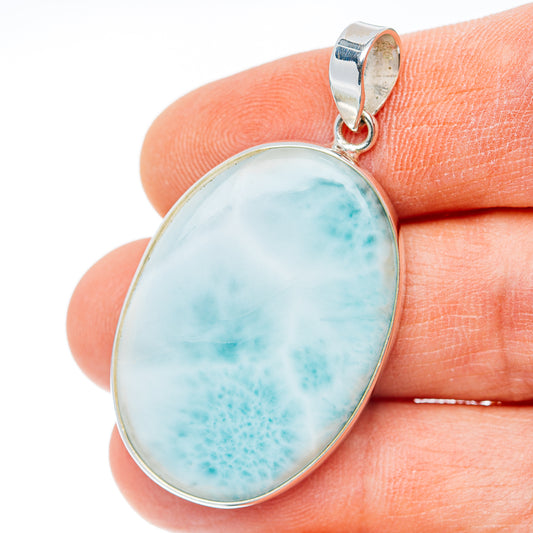 Premium Larimar Pendant 1 3/4" (.925 Sterling Silver) Carat