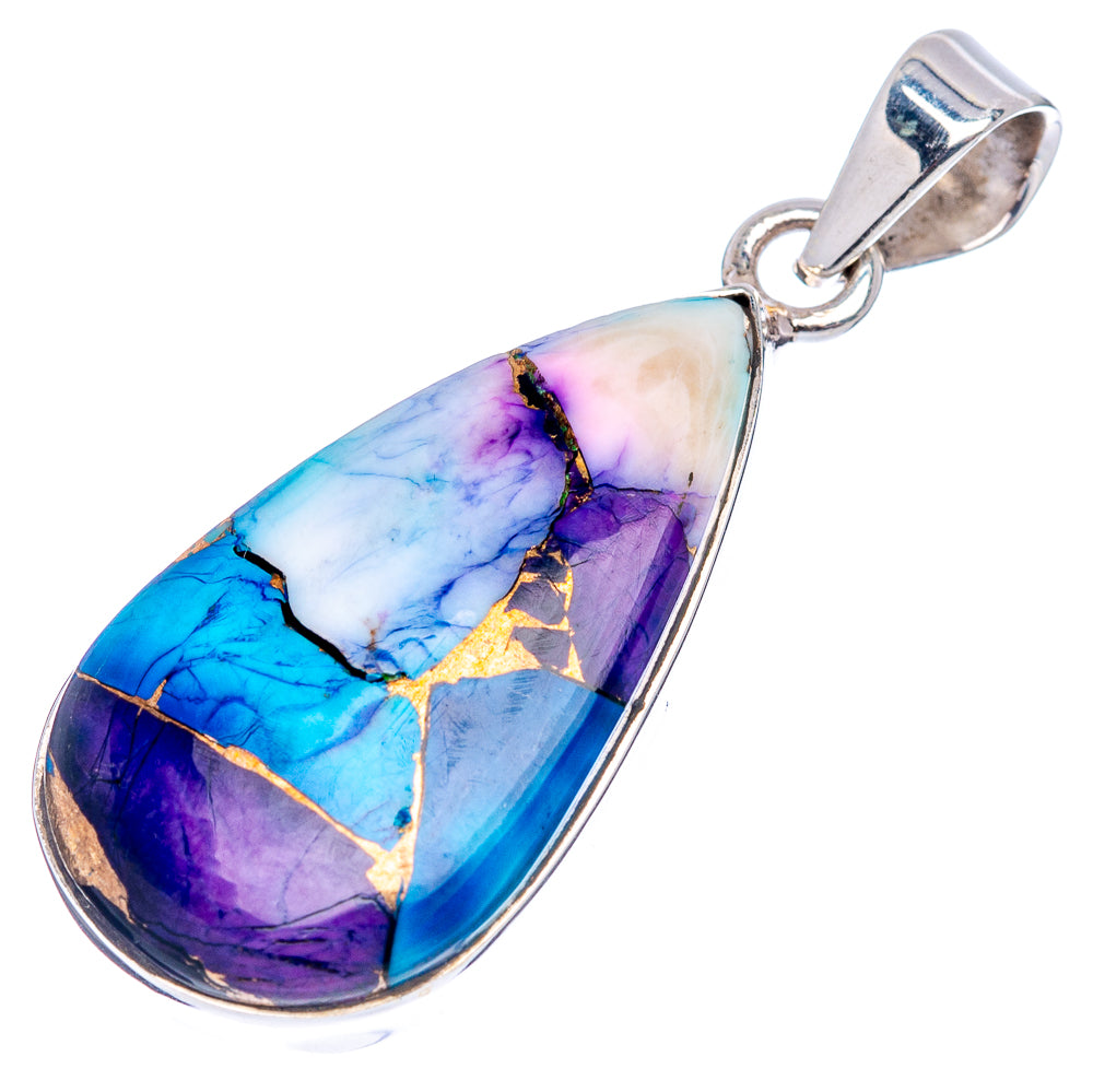 Premium Purple Dahlia Turquoise Pendant 1 5/8" (.925 Sterling Silver)