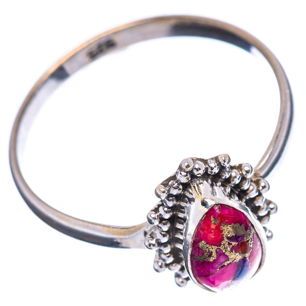 Sterling silver ring with teardrop cabochon and scalloped prong setting
