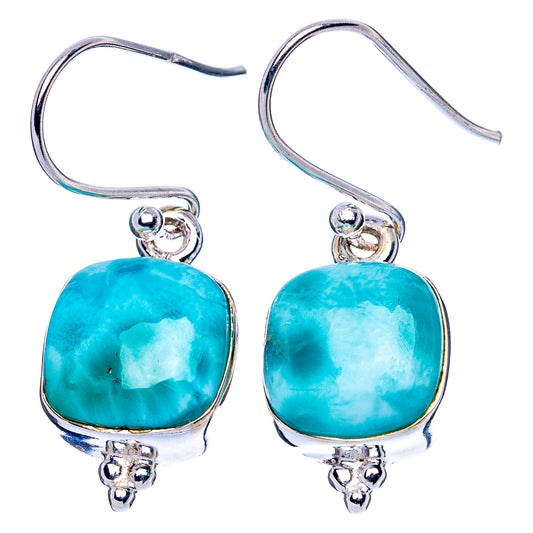 Larimar 925 Sterling Silver Earrings 1 1/8" (925 Sterling Silver) E1959