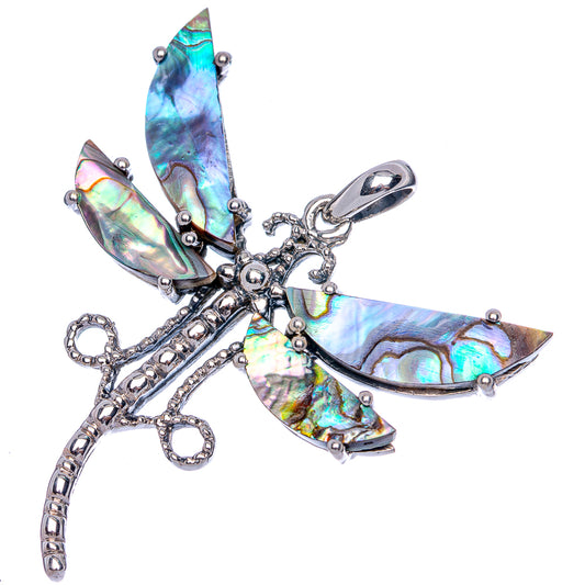 Abalone Shell Dragonfly 2 1/8" Pendant (925 Sterling Silver) P39998
