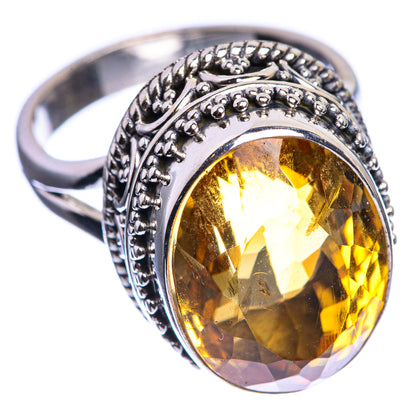 Faceted Citrine 925 Sterling Silver Ring Size 7.25