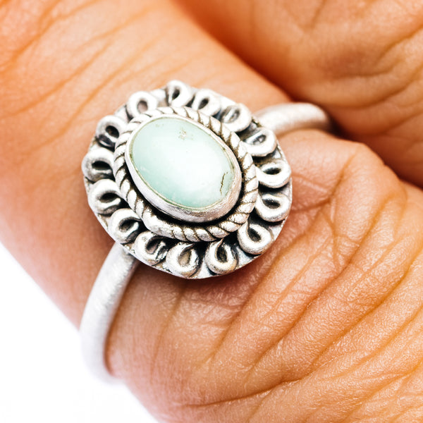 Southwestern Style Paloma Turquoise Ring Size 8 (.925 Sterling Silver)