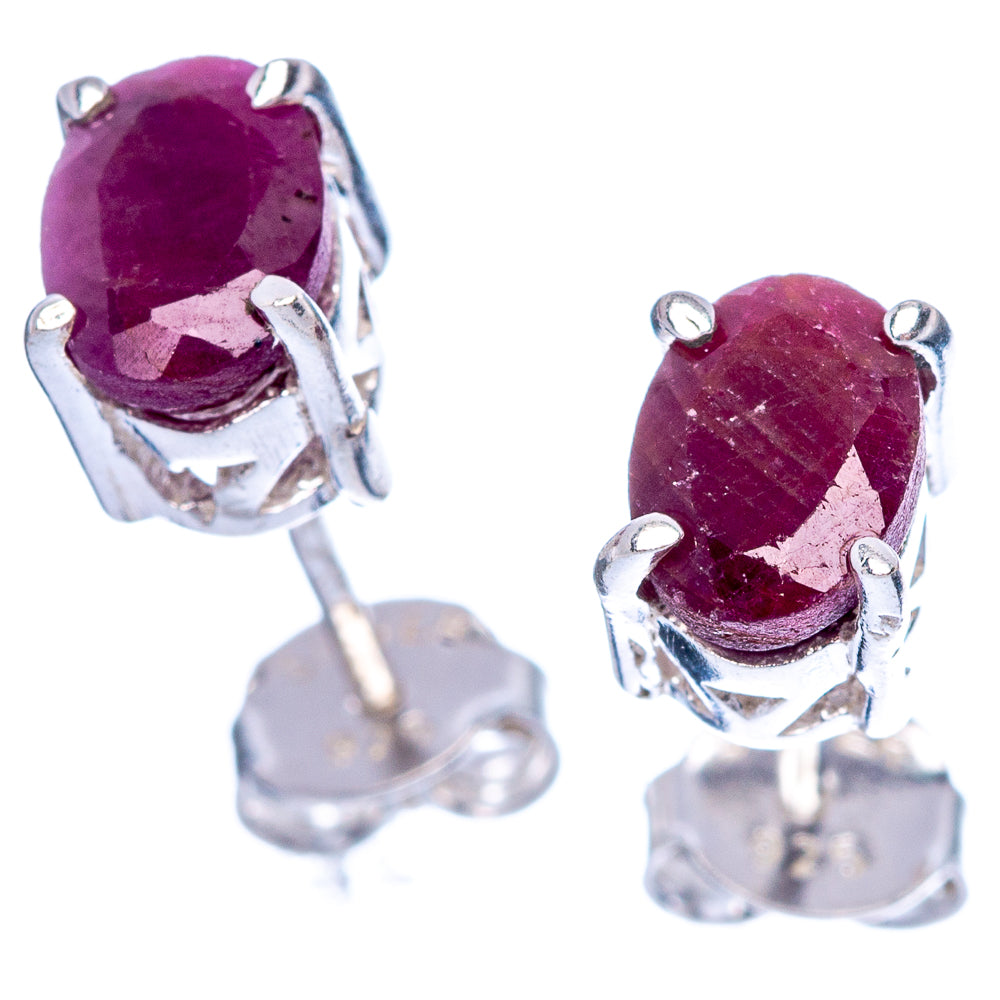 Red Sillimanite Dainty Earrings 1/4" (925 Sterling Silver) E2050