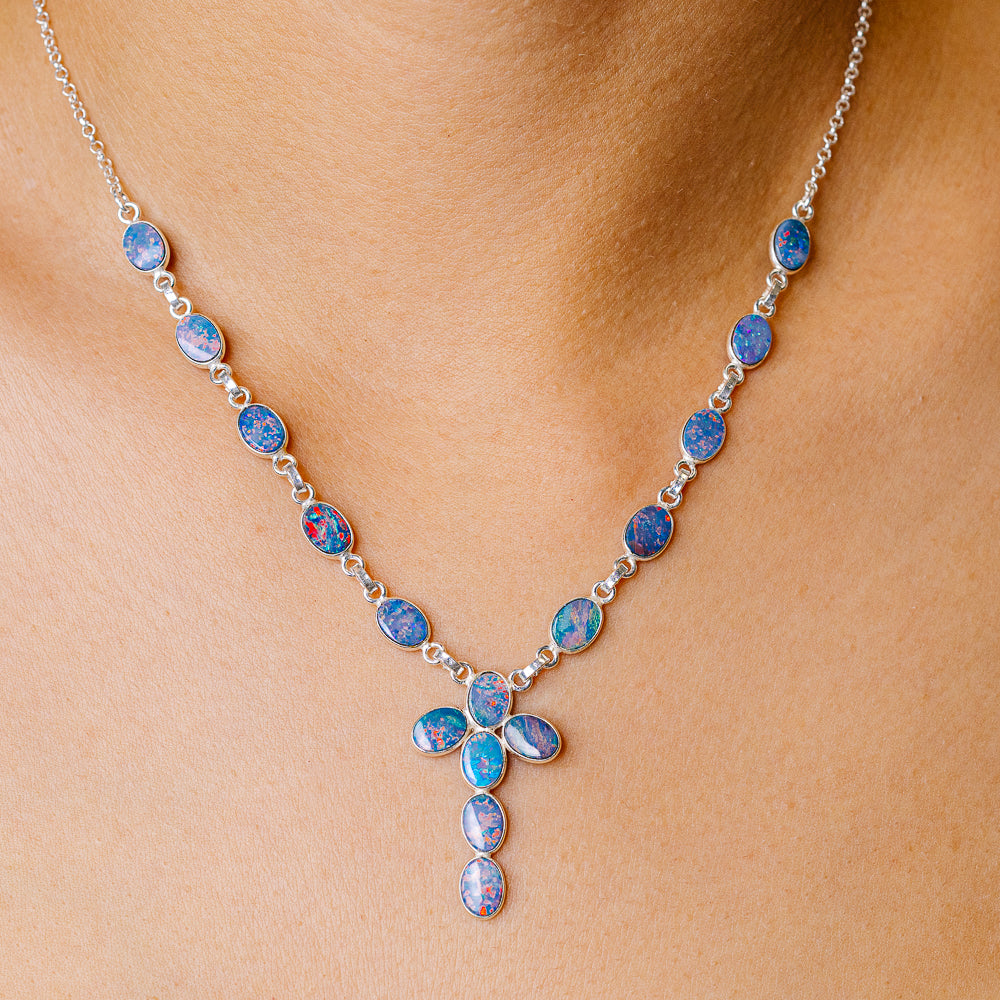 Doublet Opal Necklace 16 (925 Sterling Silver) NEC90207