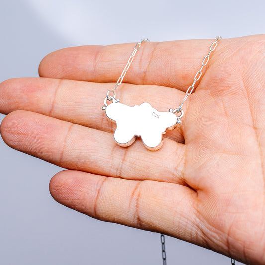 Sterling silver turquoise pendant necklace, clover leaf design