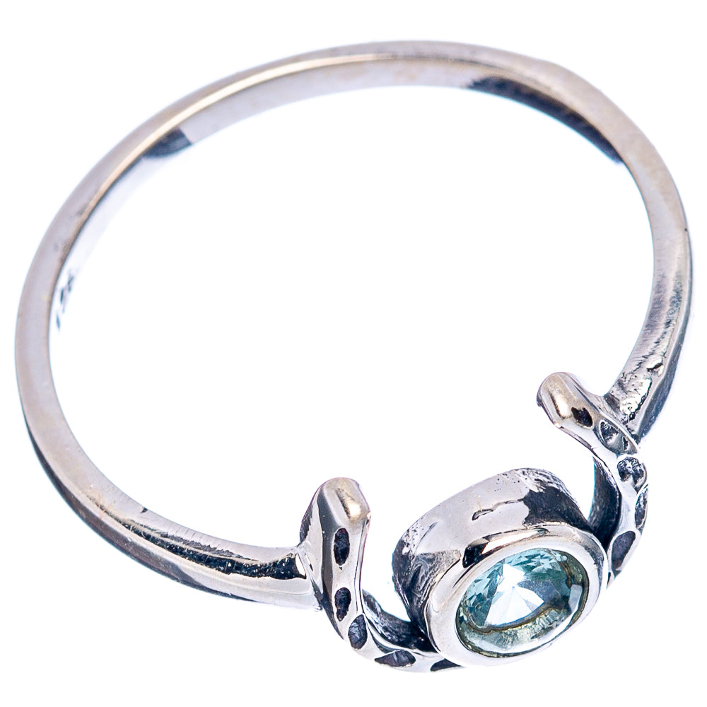Blue Topaz Horseshoe Dainty Ring Size 7.5 (.925 Sterling Silver)