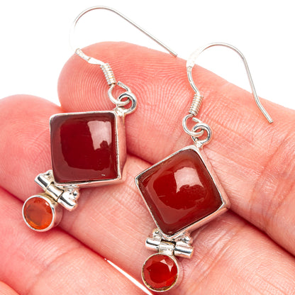 Red Onyx Earrings 1 1/2" (925 Sterling Silver) E433374