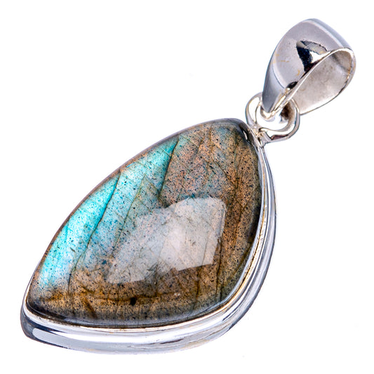 Labradorite teardrop pendant with blue-gray sheen, .925 sterling silver bail