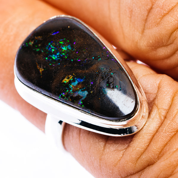 Premium Australian Boulder Opal  Ring Size 6 (.925 Sterling Silver)