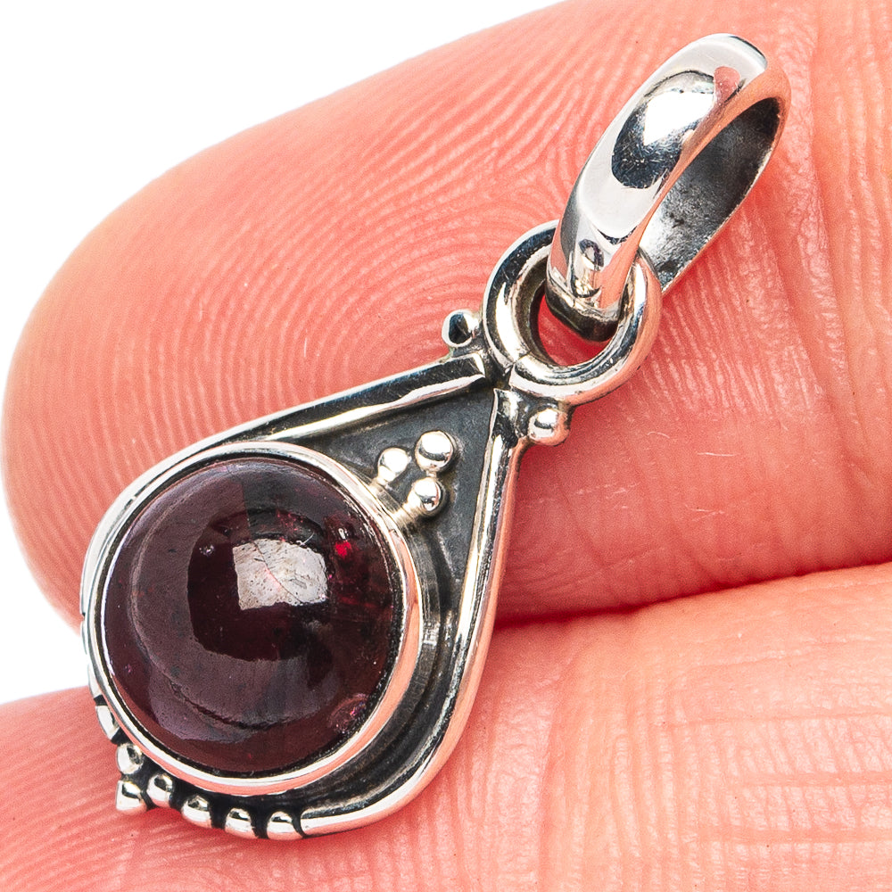Dainty Garnet Pendant 1" (925 Sterling Silver) P45367
