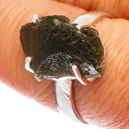 Rare Czech Moldavite Ring Size 8 (925 Sterling Silver) R146744
