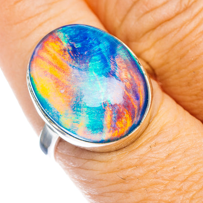 Aurora Opal Ring Size 9 (.925 Sterling Silver)