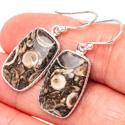 Turritella Agate Earrings 1 3/8" (925 Sterling Silver) E1473