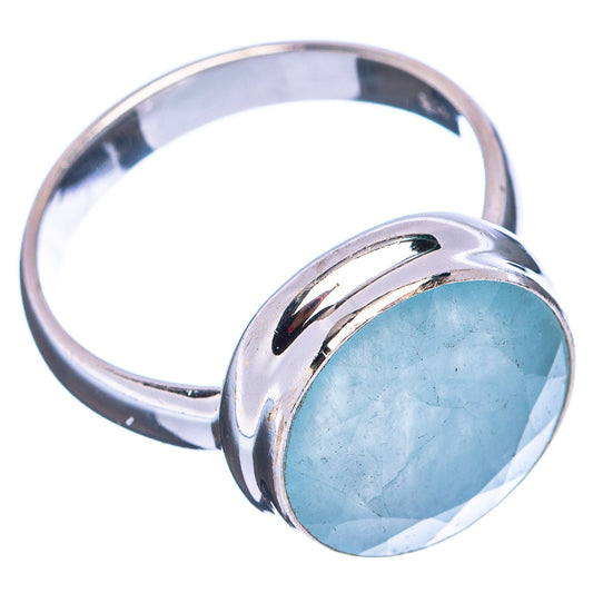 Aquamarine gemstone ring size 6.5, .925 sterling silver, oval blue stone detail