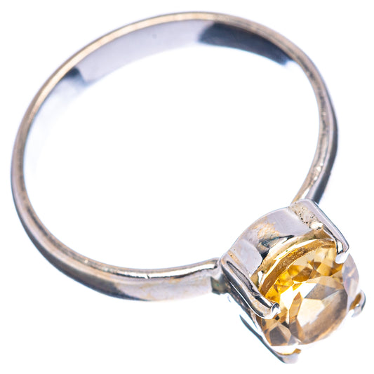 Sterling silver ring with citrine gemstone setting, side view, size 7.75