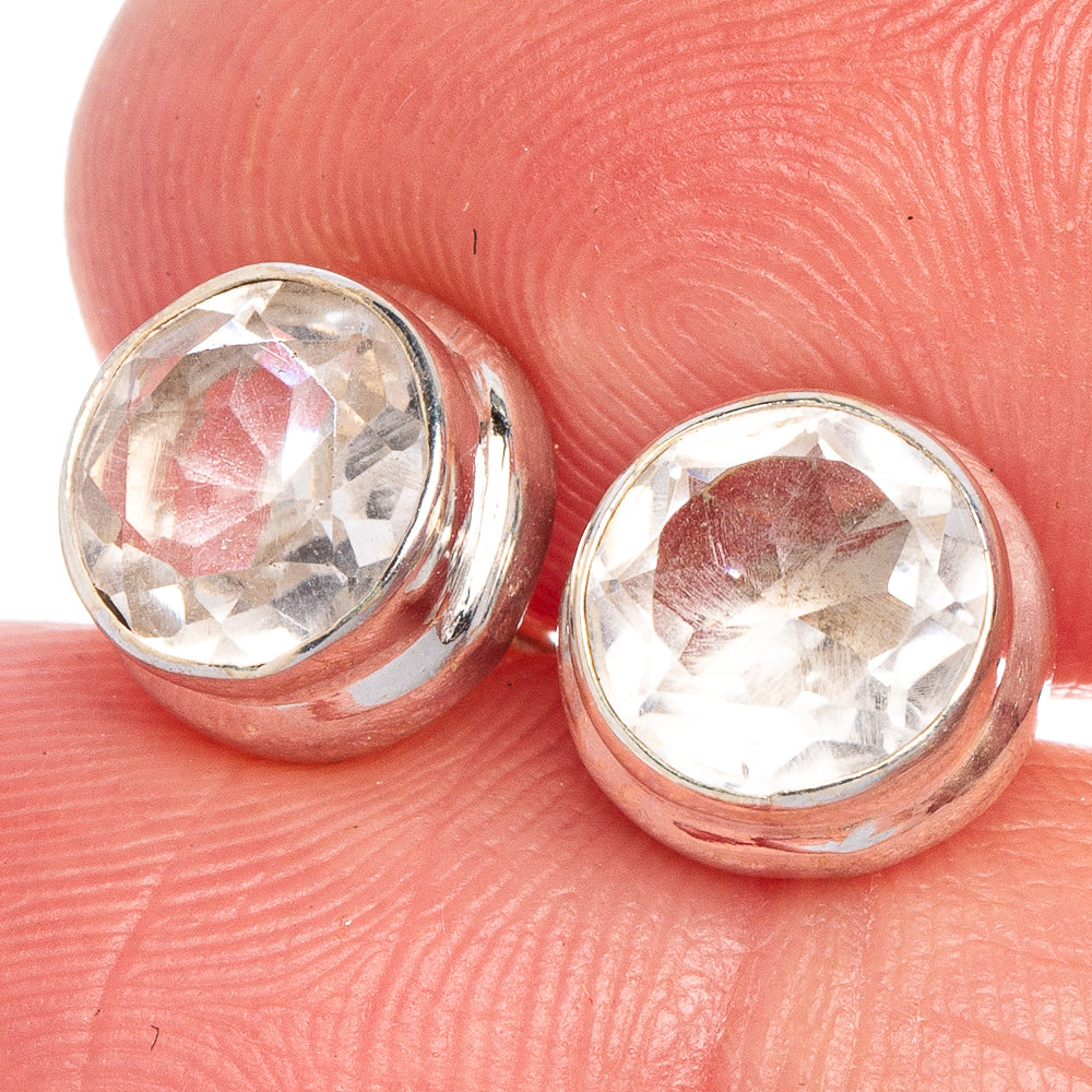 White Quartz Earrings 3/8" (925 Sterling Silver) E433560