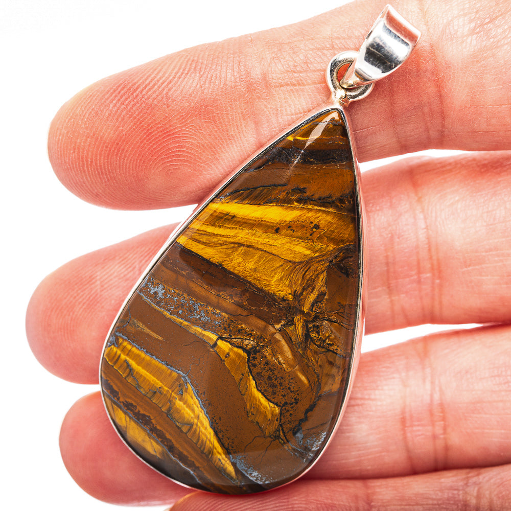 Tiger Iron Pendant 2 1/4" (.925 Sterling Silver)